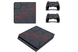 Happyit PS4 Slim Skin Sticker Autocollant Protecteur de Peau de décalque de Vinyle pour Sony PlayStation 4 Slim Console + 2 Peaux de contrôleur (B) (B4)