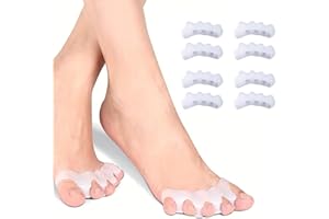 SMTelegance 4 Paar Zehenspreizer Hallux Valgus Korrektur Zehenspreizer Hallux Valgus Toe Spacer für Alle Zehen Fußzehen Spreizer Zehentrenner für Pediküre Hallux Valgus Universalgröße (Silikon+Weiß).