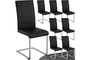 TecTake® Set di 8 Sedie Sala da Pranzo, Schienale Ergonomico, Poltroncine in Similpelle Resistente, Sedie Sala da Pranzo Moderne Ideali per Cucina, Soggiorno e Camera da Letto - Nero
