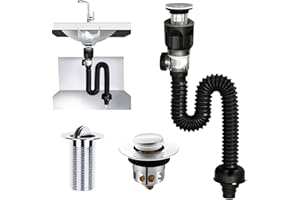 TAIPINTEE Kits Desague Lavabo, Sifon Fregadero, Manguera de Drenaje Flexible, Extensible de 300-955 mm para Baños, Cocinas (Negro)