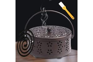 ‎BOOAEE Mosquito Coil Halter, Tragbar Mückenspirale Halter Behälter, Sandelholz Metall-Räucherstäbchenhalter, Räucherspiralen Halter, Moskito-Spule Halter,Anti-Mücken Spirale Halter für Indoor Outdoor Camping