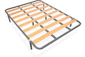 Matffy - Somier de Láminas Estructura 30x30mm con Juego de Patas, Acabado en Pintura Epoxi Gris, 135x190