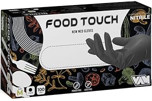 VAM FOOD TOUCH Gants en nitrile 4 grammes, idéal pour l'industrie alimentaire, Ho.Re.Ca, esthétique et tatoueurs, de qualité supérieure (100, S)
