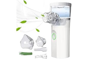TEKXDD Home Portable Nebuliser for Adults & Kids - Rechargeable Portable Nebulizer with 2 Masks and Mouthpiece, Silent Home Handled Nebulizer with Storage Bag and Lanyard for Home and Travel