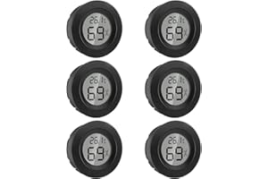 GlasFlength Thermomètre Hygromètre Moniteur LCD, 6PCS Mini Digital Température Humidité Indicateur Humidimètre Termometre Interieur Exterieur pour Maison Bureau Chambre de Bébé Greenhouse (Noir Rond)