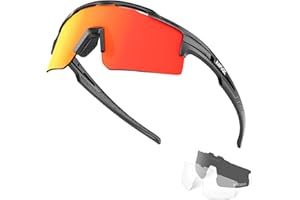 KAPVOE Polarisierte Fahrradbrille für Herren Damen mit 3 Wechselgläsern, TR90 Rahmen – Sportsonnenbrille für Radfahren