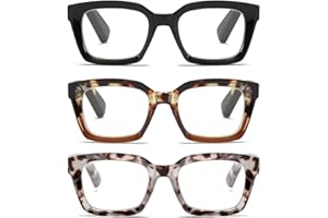 Fsread 3 Packs Oversized Reading Glasses For Women Blue Light Blocking Computer Readers Retro Spring Hinge