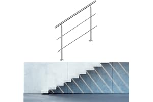 Jiubiaz - Corrimano universale in acciaio inox, 100 cm, adatto ad ambienti interni ed esterni, con 2 barre trasversali, ringhiera per scale