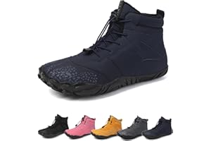 CSHE Barfußschuhe Winter, Outdoor Barfußschuhe Herren Damen Herbst Winter, Wasserdicht Barfussschuhe Barefoot Shoes, Trocknend Traillaufschuhe Wanderschuhe Zehenschuhe Hohe Warme und rutschfeste Stiefel