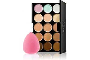 Palette Anti-cernes, Palette Contour Contour Visage Ensemble Kit Correcteur Marqueur Correcteur Imperfections Master Camo, Kit 15 Palette Crème Anti-cernes avec Pinceau et Éponge de Maquillage