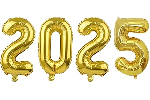 MIAHART 40 Pollici Numero Gigante 2025 Set di Palloncini Palloncino in Alluminio Oro 2025 Forniture per Decorazioni di Palloncini per Feste di Felice