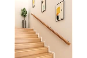 DSVONAUS Wooden Handrails for Stairs, Non-Slip Stair Banister with Brackets, Against The Wall Elderly and Children's Safety Grab Bar Kit, for Interior Corridor Villa Building Loft (A, 300cm)