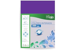 HRoja - Papel A4 Violeta Intenso - 250 Hojas de 80 gr | Hecho en Europa | Folios Compatibles con Impresoras Inkjet y Láser - Ideal para Oficina, Manualidades y Uso Diario