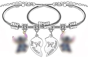 Hgreiwgk 2 Pieces Big Sister Little Sister Bracelet Set for Her Bracelet Heart Bracelet For Best Friends Birthday Christmas Gift Sister Jewellery Gifts Bestie Friendship Gifts