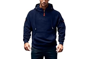 Wyongtao Sweat A Capuche Homme Grande Taille,Pull À Capuche Homme Zippé,Veste Hommes Hiver 2025 Col Roulé,Sweat-Shirt De Travail pour Hommes Plusieurs Poches,Gilet Fermeture Éclair Rétro