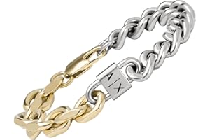Armani Exchange Bracciale da uomo in acciaio inossidabile con chiusura a moschettone