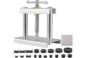 Binnan Presse de Boîtier Montre, Outil de Réparation de Pression de Montre, Kit de Presse de Montre avec 12 Matrices, pour Le Fermoir du Boîtier de Montre et Le Remplacement de la Batterie