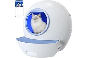 ELS PET Selbstreinigende Katzentoilette: Katzenklo Extra-Groß Automatische Katzentoilette mit APP-Kontrolle & Sicherer Alert & Smart Health Monitor für Mehrere Katzen (weiß)