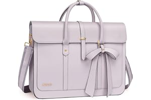 MOSISO Sacoche Ordinateur Portable femmes,15-15,6 Pouces Sac à Bandoulière Cuir PU Convertible en Sac à Dos, 16 Pouces Sac Messager,Sac à Main Sac d'ordinateur avec Noeud Papillon,Lilas Poussiéreux
