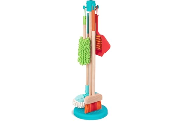 Battat – Kids Cleaning Set – Cleaning Toys for Toddlers, Children – Pretend Play Kit – Broom, Mop, Brush, Dustpan, Duster – 2 Years + – Sweep n' Clean