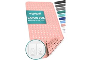 Engelbach® Tappeto vasca antiscivolo 88x40cm - Con 2 ganci per asciugatura rapida - Senza BPA, antimuffa, antibatterico e lavabile in lavatrice