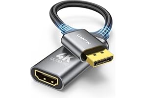 UANTIN Display Port to HDMI 4K Adapter | Braided DP DisplayPort Male to HDMI Female Uni-Directional Converter for PC Dell HP AMD NVIDIA Laptop HDTV Monitor and Other Passive