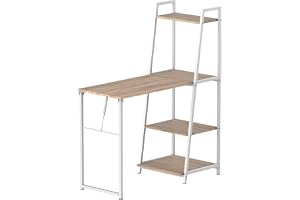 HOMCOM Vikbart hopfällbart skrivbord imitation trä ljus ek metall