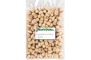 Lot de 100 Bouchons en liège avec poignée en Bois 19,5 mm | liège pressé | aggloméré | pour gin, spiritueux, huiles et jus | liège du Portugal | Taille du Manche 29 x 12 mm