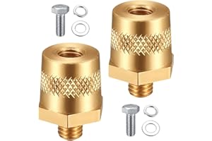 ISSIMOBER M6 Batteriepoladapter, Batteriepol Auto Batterie Klemmensäule Paar Positiv Negativ mit Außengewinde M6, Messing Batterieklemmen mit Edelstahlschrauben, Anwendbar Yachten, PKW, LKW usw.