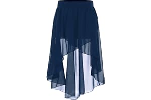 Yeahdor Kids Girls Basic Lyrical Ballet Dance Chiffon High-Low Wrap Skirts Studio Practice Performance Costume