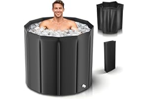 WildFun Eisbade Tonne für Athleten, 70cm Höhe 319L Faltbare Eistonne, 4 Schicht Tragbare Eisbadewanne, für Indoor & Outdoor Kältebad Kryotherapie Erwachsene