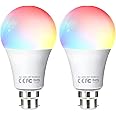 Fitop WiFi Smart Light Bulb B22 Bayonet, Dimmable White and Colour Changing Light Bulb, 9W 806LM=80W RGBCW LED Compatible with Alexa/Google Home/Siri, 2700K-6500K, No Hub Required 2 Pack