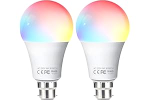 Fitop WiFi Smart Light Bulb B22 Bayonet, Dimmable White and Colour Changing Light Bulb, 9W 806LM=80W RGBCW LED Compatible with Alexa/Google Home/Siri, 2700K-6500K, No Hub Required 2 Pack