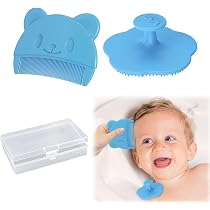 2 Pezzi Crosta Lattea Neonato Spazzola,Spazzola Neonato Pettine,Bagno Bambini Silicone Pettine Crosta Lattea per Adatto a Neonati e Lattanti,Aiuta a Massaggiare Delicatamente Il Cuoio Capelluto