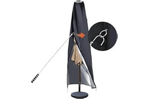 DOCEPERT Solar-Sonnenschirm-Abdeckungen,Wasserdicht, für Solar LED Sonnenschirm von 330cm/390cm,Outdoor-Terrassenschirm-Abdeckung, 420D Gartenschirm-Abdeckung mit Transparentem Fenster Oben (185x20x85x60cm)