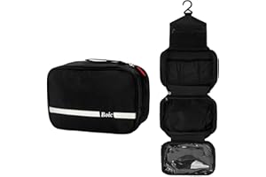 Boic męska wisząca kosmetyczka, wielofunkcyjna, przenośna, składana, kompaktowa torba podróżna do przechowywania, 4 przegródki, czarny, 24 * 10 * 15cm
