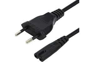 GREACESRIO Câble d'alimentation 1,5M, Cable Alimentation TV, Euro Fiche vers Figure 8 Cordon d'alimentation 2 Pin Cable Alimentation Compatible avec Philips Samsung TV, Imprimante, PC Monitor… (Noir)