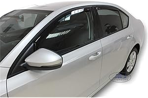 J&J AUTOMOTIVE | Windabweiser Passend Für Octavia III, 3 2013-2020 Fließheck, Heko Regenabweiser, Schwarz, Getönt, Set 4-Teilig, Vorne, Hinten, Aerodynamisch, Einfache Montage, Befeistigung mit Clips