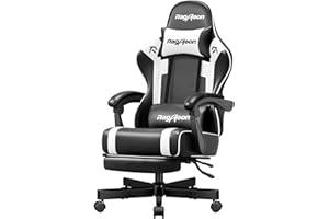Riftracer Gaming Stuhl Chair Gamer Sessel - Ergonomischer Gamer Stuhl Höhenverstellbar Gepolstert Gamingstuhl mit Fußstütze Kopfstütze und Lordosenstütz PC Sessel Drehsessel Tragkraft 150 Kg Schwarz
