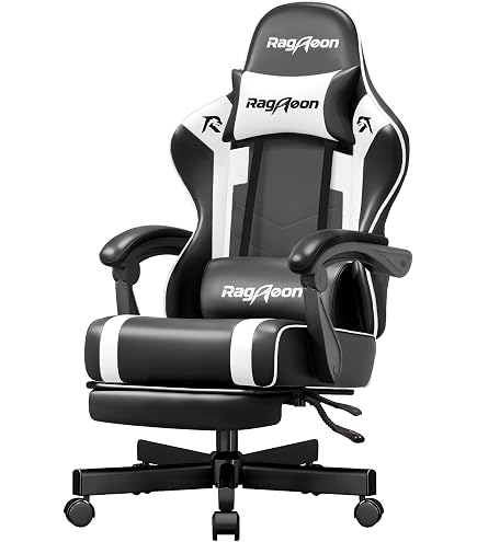 HLONONE Gaming Stuhl Mit Massage – Ergonomischer Gamer Sessel Mit Fußstütze & 150 Kg Belastbarkeit