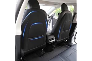 ‎PACEWALKER PACEWALKER für Tesla Model 3/Y Rear Seat Anti-Kick Leder Sitz zurück Kick Protektoren Kick Mats 2 Stück Set(Schwarz) für 2017-2023 Tesla Model 3 2020-2023 Tesla Model Y (Stil 1)