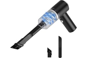Primizia Mini Aspirapolvere per Auto Senza Filo Ricaricabile con USB, Aspirabriciole Auto Portatile, Potente 120W, 6000Pa, 7.4V, Nero