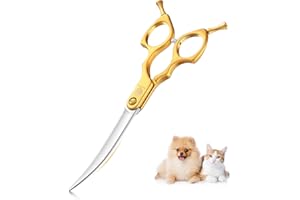 Purple Dragon 6 Zoll Hundeschere Fellschere Gebogene Für Hunde und Katze Grooming Schere mit Ultraleicht Weltraum Aluminium Griff,JP 440C Steel Profi Fellschere Hunde für Hundefriseur und Anfänger