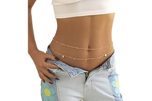 BAKERMICHE Taillenkette Paillette Quaste Bauchkette Hüftkette Taille Kette Gürtelkette Damen Körperkette Sexy Bikini Strand Körper Bauch Körperkette Schmuck Geschenke für Frauen Gold