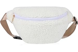 FADCAER Women's Teddy Fur Bag Soft Fashion Waist Packs Casual Versatile Waist Bag Adjustable Belt Crossbody Teddy Bag Bumbags Fanny Pack,for Girl Women Ladies Travel Work Festival Daily (White)