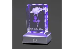 ‎YANFEYHA YANFEYHA 3D Rose Kristall Mehrfarben-Nachtlicht Ich liebe dich Decolamp,Muttertag Geschenk Ideen für Mutter Frau von Tochter Ehemann, Valentinstag Geburtstag Geschenk für Freundin Paar sie