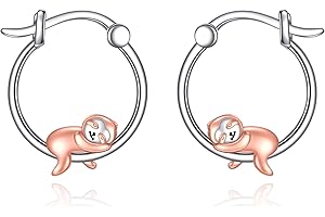 CUPENDA Hypoallergenic Sloth Earrings Sterling Silver Sloth Huggie Hoop Earring Sloth Jewelry Gifts for Women