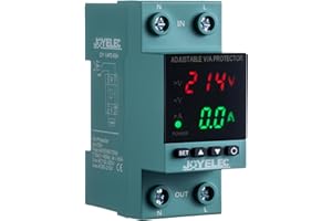 JOYELEC Protecteur de surtension et de sous-tension, stabilisateur de tension, dispositif de protection contre les surtensions AC230V, relais de réinitialisation réglable, voltmètre 63A, protection