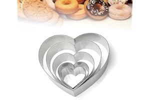 Okaywork Set di 5 Formine per Biscotti, Stampi per Biscotti in Acciaio, Stampi per Biscotti, Stampini per Biscotti, Formine a Forma di Cuore in 5 Misure Differenti, 12cm 9cm 7cm 5cm 4cm