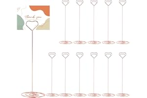 GUOKOFF Tischkartenhalter Metall, 12 Stück Tischnummer Halter Hochzeit, 22cm Tischnummernhalter Tischkartenhalter, Tischnummer Kartenhalter Hochzeit für Restaurant Party (Roségold)